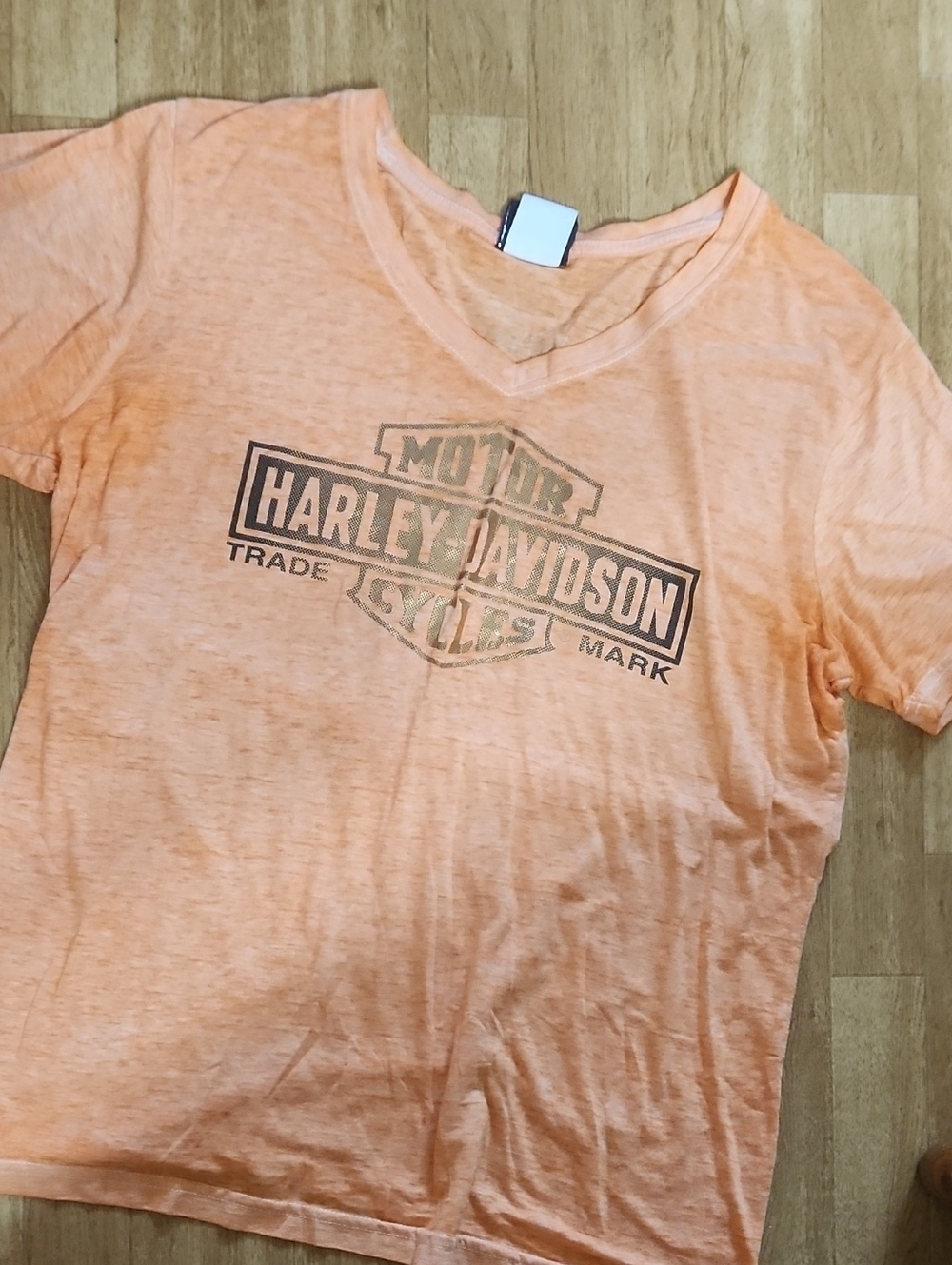 Harley-Davidson Peach Short Sleeve V-Neck Logo Tee